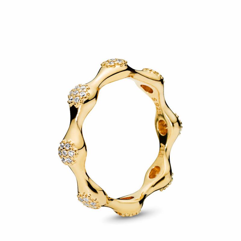 Pandora Shine™ Modern Lovepods™ Stackable Ring - 18ct Gold Plated/Cubic Zirconia - Canada | LE4744WO